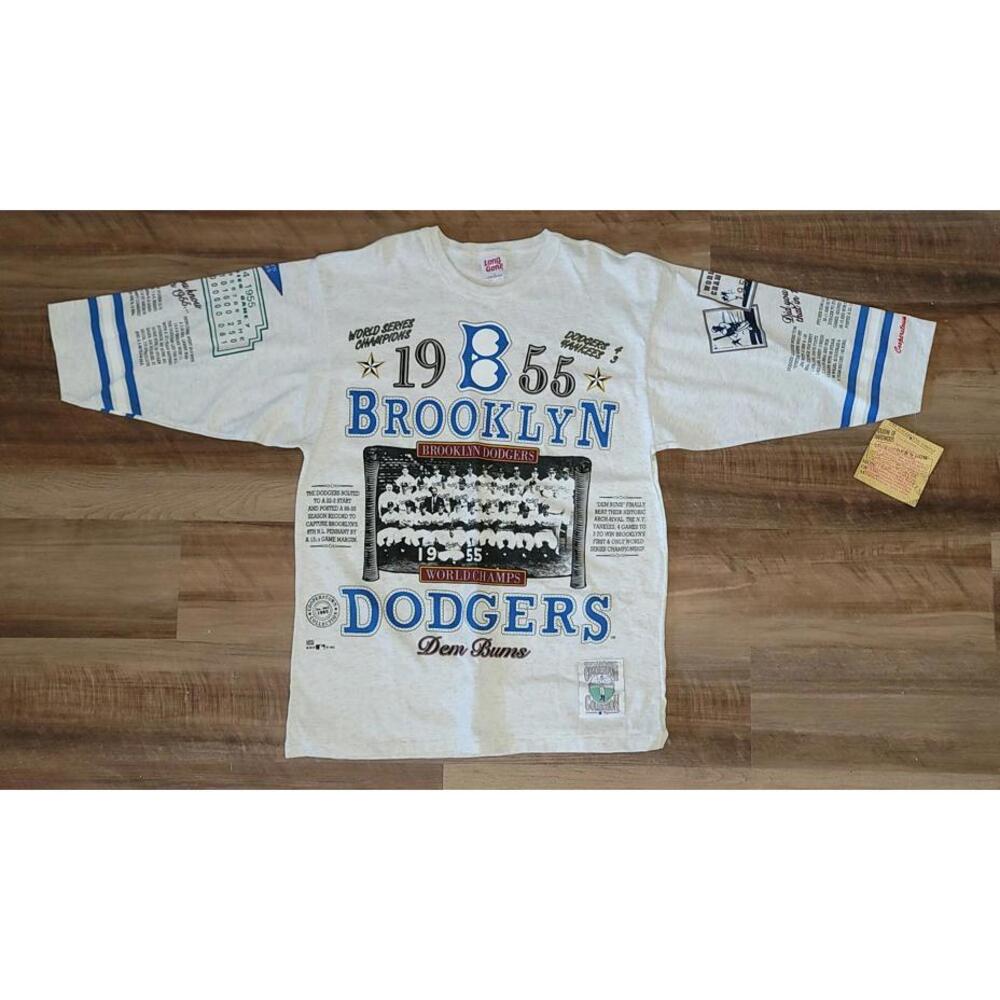 Vintage 90s Long Gone Brooklyn Dodgers MLB 3/4 Sleeve Graphic T-Shirt Sz L USA